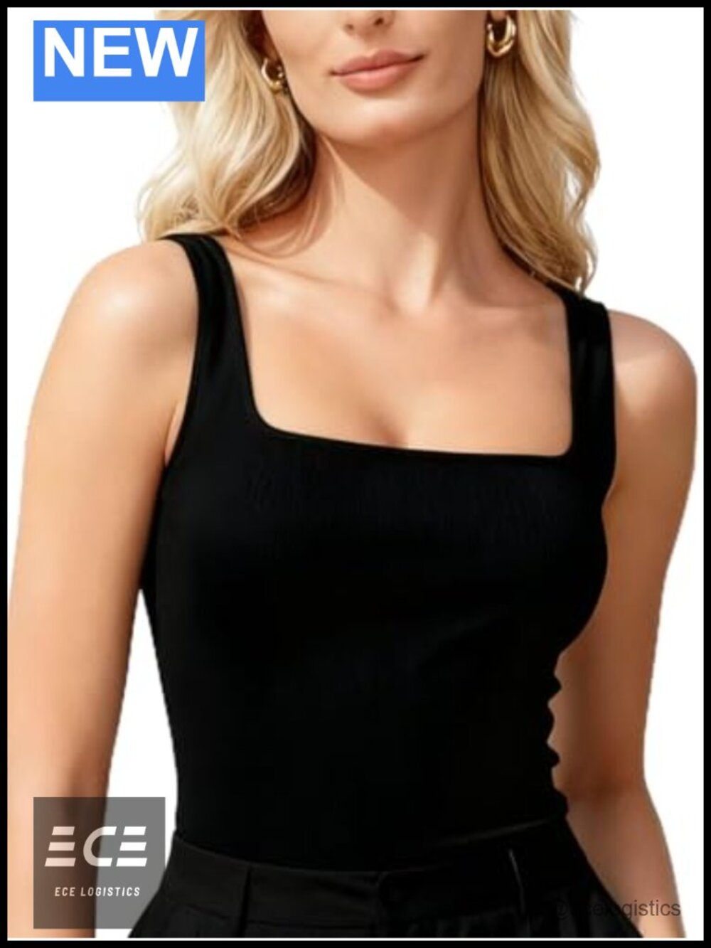Seamless Square Neck Double Lined Fitted Tank Top Stretch Yoga Office Layer